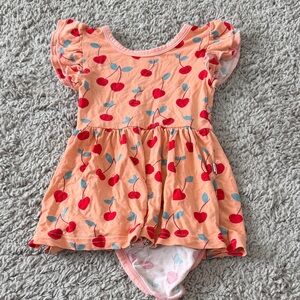 Little Sleepies Bamboo Cherry Print Twirl Bodysuit Dress